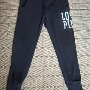 PINK Victoria's Secret Black Joggers with White Logo